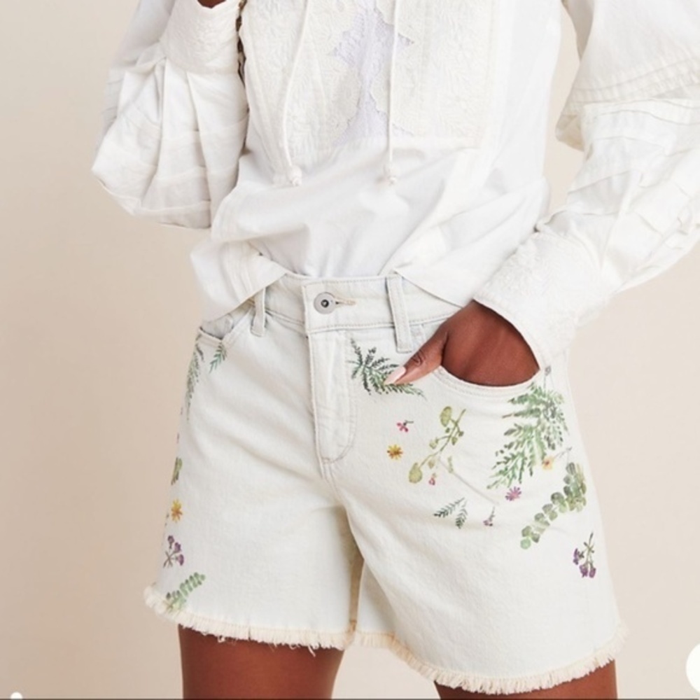 Pilcro Florise High Rise Slim Denim Shorts